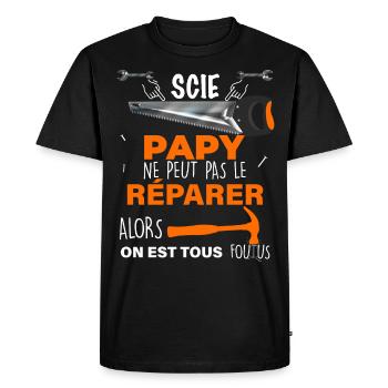Papy et ses outils de bricolage - T-shirt Premium bio Homme - noir - Devant - Nico (187cm)