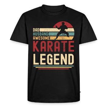 Papa Husband Karate Legend vintage retro - Men's Premium Organic T-Shirt - black - Front - Nico (187cm)