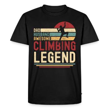 Papa Husband Climbing Legend vintage retro - Men's Premium Organic T-Shirt - black - Front - Nico (187cm)