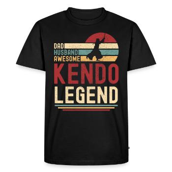 Papa Husband Kendo Legend vintage rétro - T-shirt Premium bio Homme - noir - Devant - Nico (187cm)