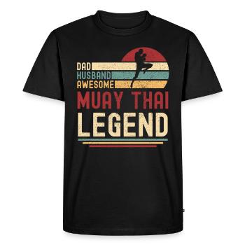 Papa Husband Muay Thai Legend vintage rétro - T-shirt Premium bio Homme - noir - Devant - Nico (187cm)