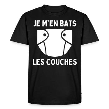 Je M'en Bats Les Couches Humour Papa Drôle Maman - T-shirt Premium bio Homme - noir - Devant - Nico (187cm)