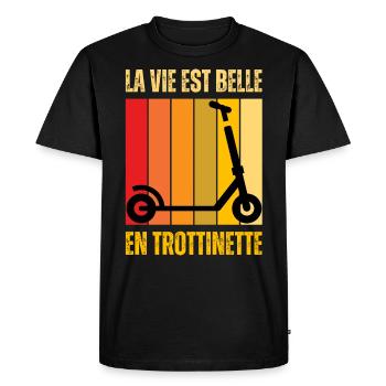 Trottinette Électrique Freestyle Trot Elec Cadeau - T-shirt Premium bio Homme - noir - Devant - Nico (187cm)
