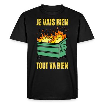 Ca Va Je Vais Bien Tout Va Bien - Benne À Ordure - T-shirt Premium bio Homme - noir - Devant - Nico (187cm)