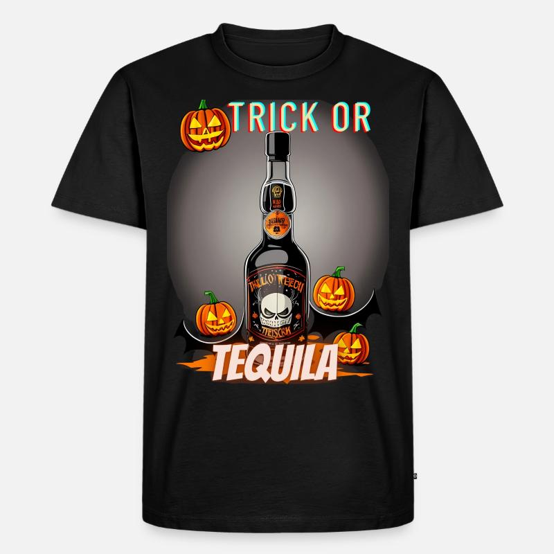 Trick oder Tequila - Männer Premium Bio T-Shirt - Schwarz