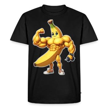 Banana Muscles Fitness Sports - Men's Premium Organic T-Shirt - black - Front - Nico (187cm)