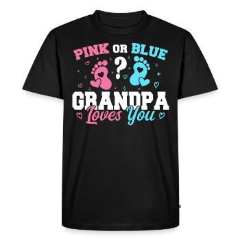 Pink Or Blue Grandpa Loves You - Grandpa - T-shirt Premium bio Homme - noir - Devant - Nico (187cm)