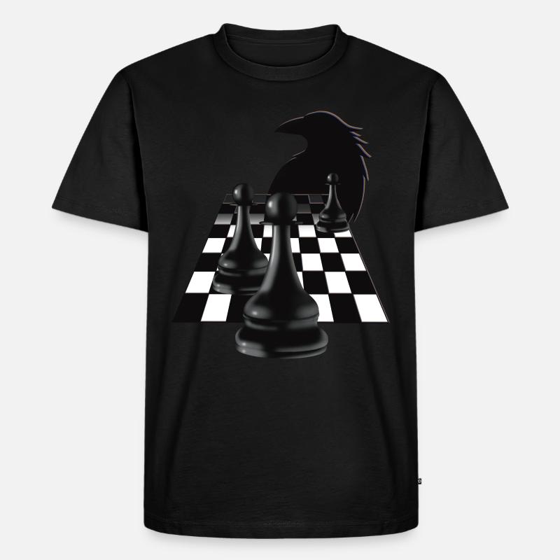 Surreale Schachkrähe - Männer Premium Bio T-Shirt - Schwarz