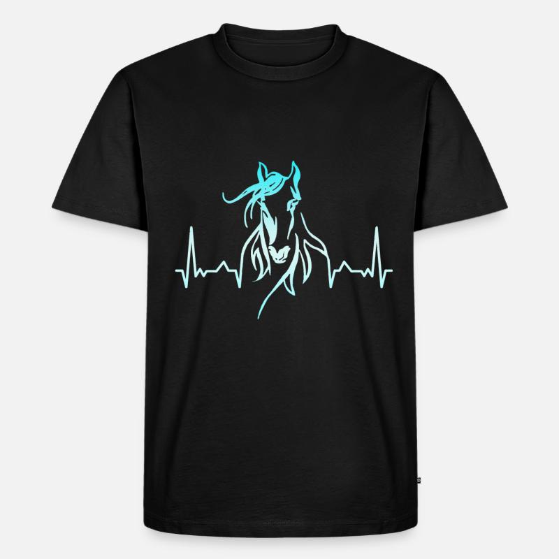 Pferd Herzschlag reiten - Männer Premium Bio T-Shirt - Schwarz