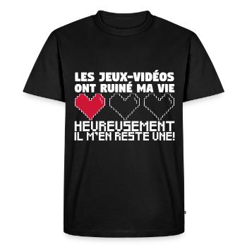 Les Jeux-Vidéos ont ruiné ma vie. - T-shirt Premium bio Homme - noir - Devant - Nico (187cm)