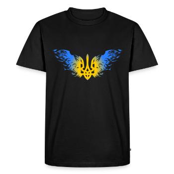 Ukraine Ukrainian Coat of Arms Slava Support - Men's Premium Organic T-Shirt - black - Front - Nico (187cm)