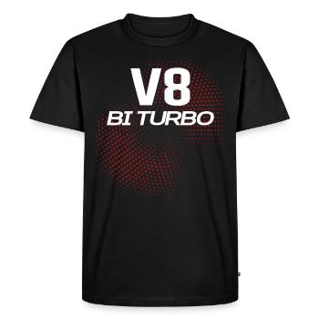 V8 cylinder engine with turbo V8 cylinder driver - Men's Premium Organic T-Shirt - black - Front - Nico (187cm)
