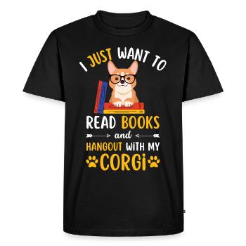 Sweet Welsh Corgi Book Livres kawaii - T-shirt Premium bio Homme - noir - Devant - Nico (187cm)