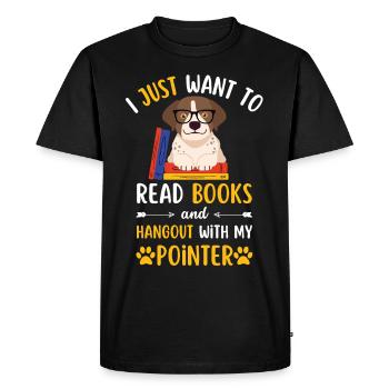 Sweet English Pointer Book Livres kawaii - T-shirt Premium bio Homme - noir - Devant - Nico (187cm)