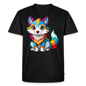 Bébé loup coloré - T-shirt Premium bio Homme - noir - Devant - Nico (187cm)