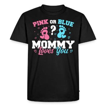 Pink Or Blue Mommy Loves You - Gender reveal Mommy - T-shirt Premium bio Homme - noir - Devant - Nico (187cm)