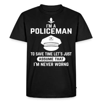 Police shirt - Men's Premium Organic T-Shirt - black - Front - Nico (187cm)