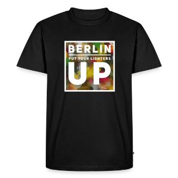 Berlin put your lighters up - Men's Premium Organic T-Shirt - black - Front - Nico (187cm)