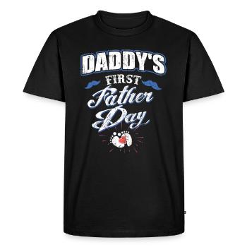 Première fête des pères - fête des pères - papa - T-shirt Premium bio Homme - noir - Devant - Nico (187cm)