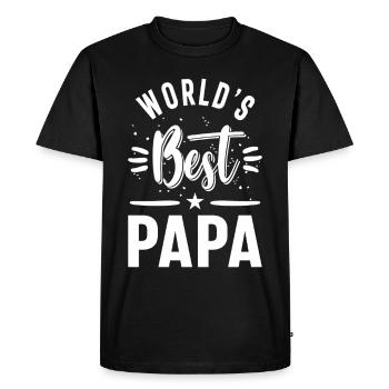 World's Best Papa - Men's Premium Organic T-Shirt - black - Front - Nico (187cm)