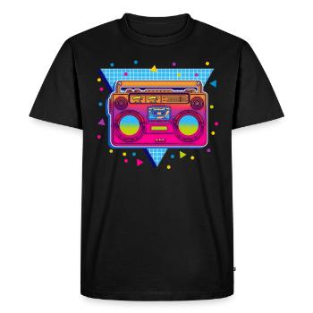 80s party - Men's Premium Organic T-Shirt - black - Front - Nico (187cm)