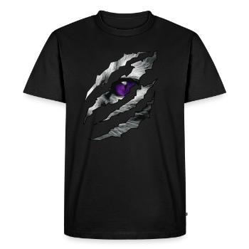 Oeil chat espionné par fissure idée cadeau - T-shirt Premium bio Homme - noir - Devant - Nico (187cm)