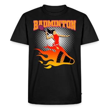 Badminton - T-shirt Premium bio Homme - noir - Devant - Nico (187cm)