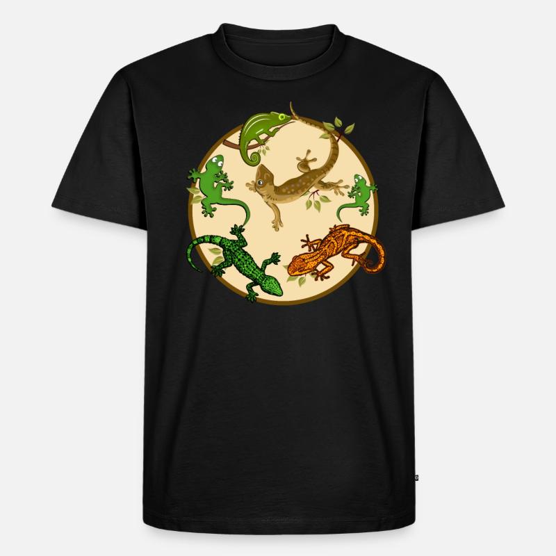 Gecko Eidechse - Männer Premium Bio T-Shirt - Schwarz