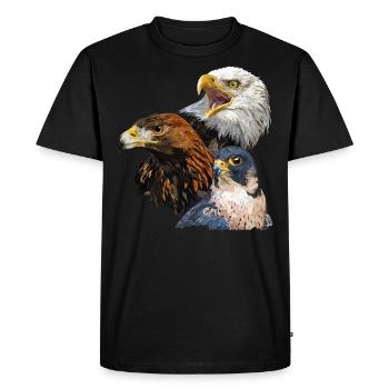 Bald Eagle, Golden Eagle and Peregrine Falcon - Men's Premium Organic T-Shirt - black - Front - Nico (187cm)