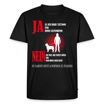 Listenhund Hund Kampfhund Tattoo Ja Nein Spruch - Männer Premium Bio T-Shirt - Schwarz - Vorne - Nico (187cm)