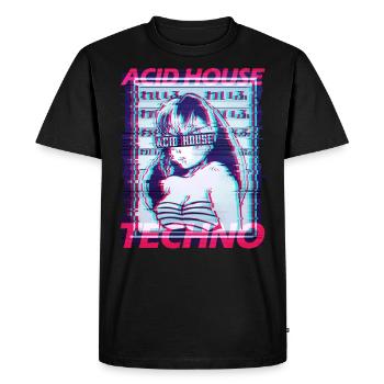 Acid House Techno Glitch Vaporwave Manga Raver DJ - T-shirt Premium bio Homme - noir - Devant - Nico (187cm)