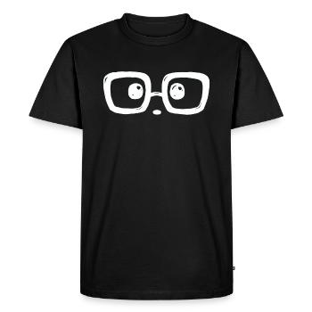 Astonished look with glasses ... - Men's Premium Organic T-Shirt - black - Front - Nico (187cm)
