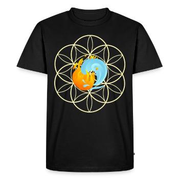 Yin Yang et la fleur de vie - Fleur de vie - T-shirt Premium bio Homme - noir - Devant - Nico (187cm)