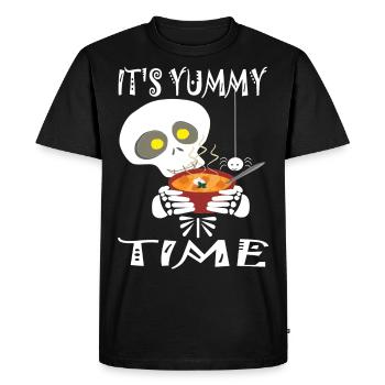 Skellet drôle avec une délicieuse soupe de citrouille d'Halloween - T-shirt Premium bio Homme - noir - Devant - Nico (187cm)