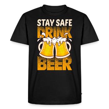 Boire de la bière - T-shirt Premium bio Homme - noir - Devant - Nico (187cm)