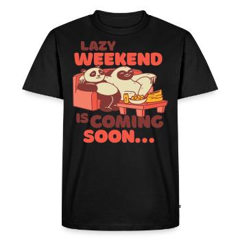 Week-end paresseux, Panda paresseux sur canapé, Relax - T-shirt Premium bio Homme - noir - Devant - Nico (187cm)