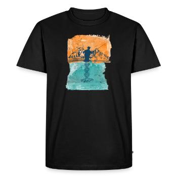 Pêche à la mouche Pêche à la mouche - T-shirt Premium bio Homme - noir - Devant - Nico (187cm)