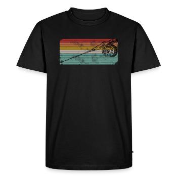 Retro Fly Fisherman Fly Fishing - Men's Premium Organic T-Shirt - black - Front - Nico (187cm)