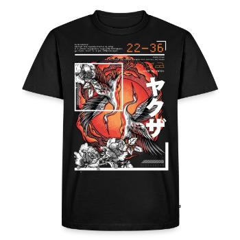 Japanese Art Style Crane - Men's Premium Organic T-Shirt - black - Front - Nico (187cm)