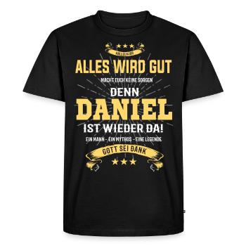 Daniel, everything will be fine T-shirt - Men's Premium Organic T-Shirt - black - Front - Nico (187cm)