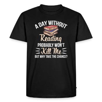 Livres Rat de bibliothèque Rat de bibliothèque Lire le livre - T-shirt Premium bio Homme - noir - Devant - Nico (187cm)