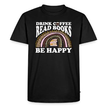 Livres Livres Café Livres Soyez heureux amateurs de livres - T-shirt Premium bio Homme - noir - Devant - Nico (187cm)