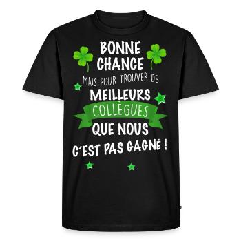 Collègue bonne chance - T-shirt Premium bio Homme - noir - Devant - Nico (187cm)
