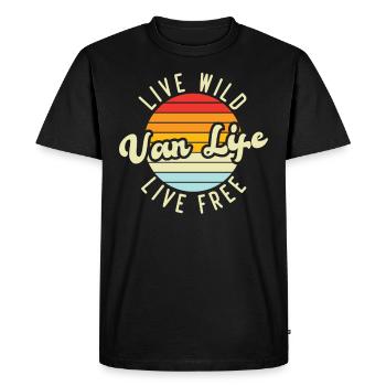 Live wild, live free, van life - T-shirt Premium bio Homme - noir - Devant - Nico (187cm)