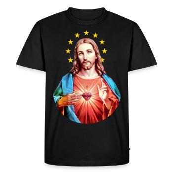 Jésus-Christ | Halo avec les étoiles d’Europe - T-shirt Premium bio Homme - noir - Devant - Nico (187cm)