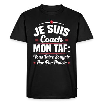 Je suis coach, Humour cadeau sportif coach - T-shirt Premium bio Homme - noir - Devant - Nico (187cm)