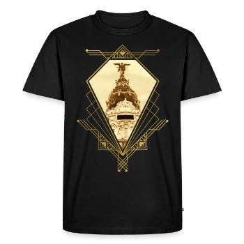 Madrid Spain City Skyline Gold Ornament - Men's Premium Organic T-Shirt - black - Front - Nico (187cm)