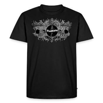 Traumgeist Skelettkönig mit Spiegel - Männer Premium Bio T-Shirt - Schwarz - Vorne - Nico (187cm)