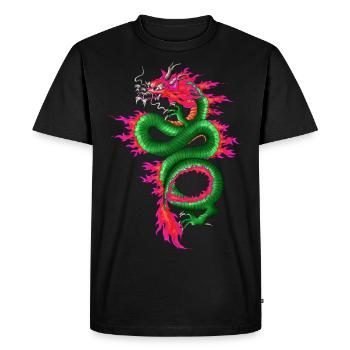 Dragon Green Pink - Men's Premium Organic T-Shirt - black - Front - Nico (187cm)