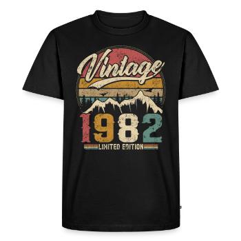 Vintage 1982 Limited Edition Cadeau D'anniversaire - T-shirt Premium bio Homme - noir - Devant - Nico (187cm)